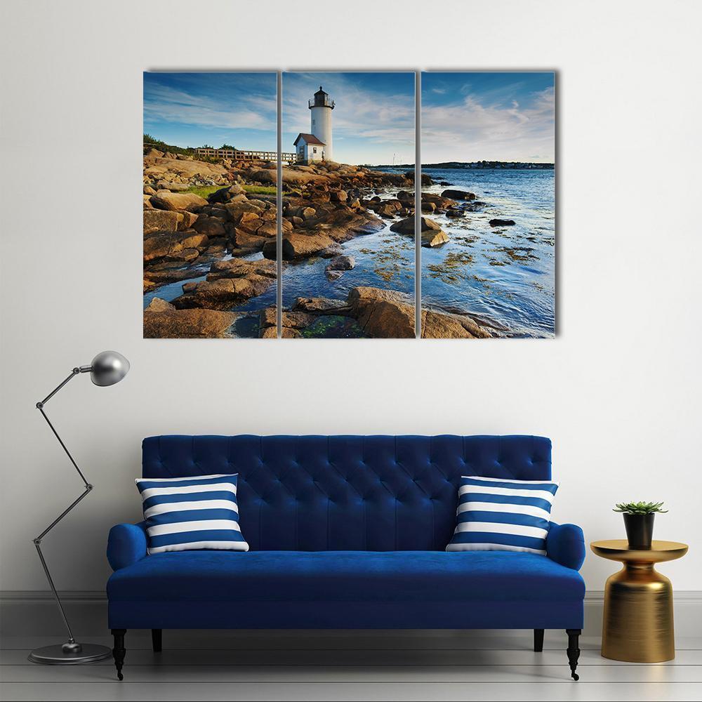 Annisquam Lighthouse Massachusetts Canvas Wall Art-3 Horizontal-Gallery Wrap-37" x 24"-Tiaracle