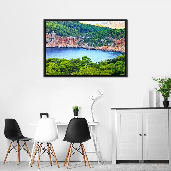 Antalya Sea Landscape Canvas Wall Art-1 Piece-Floating Frame-24" x 16"-Tiaracle