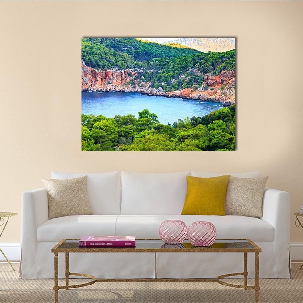 Antalya Sea Landscape Canvas Wall Art-1 Piece-Gallery Wrap-48" x 32"-Tiaracle