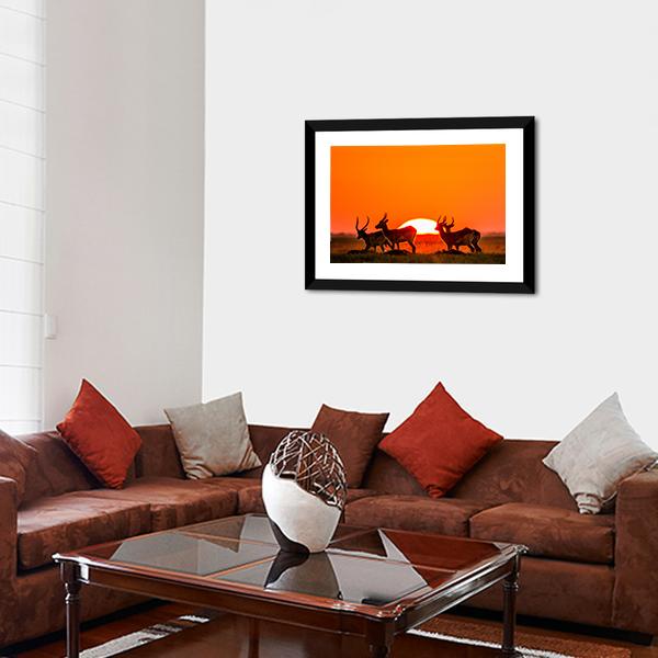 Antelope Against Sunrise Panoramic Canvas Wall Art-1 Piece-36" x 12"-Tiaracle