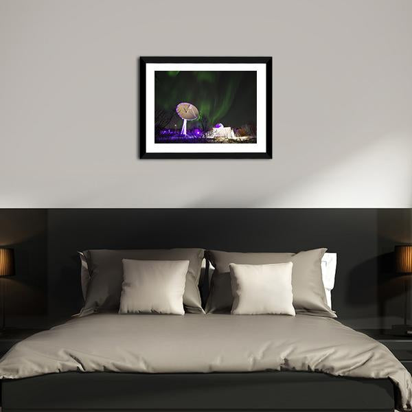 Antenna Under Northern Lights Vertical Canvas Wall Art-3 Vertical-Gallery Wrap-12" x 25"-Tiaracle