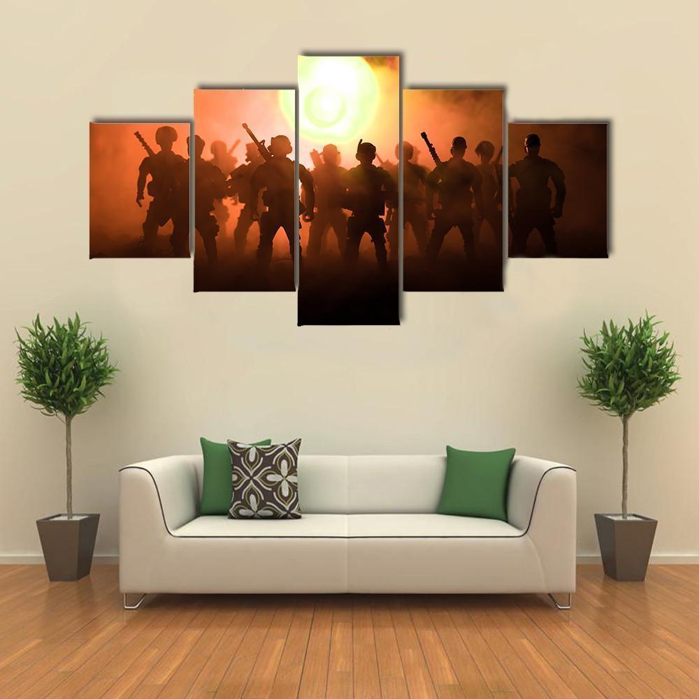 Anti Riot Police Soldier Canvas Wall Art-5 Star-Gallery Wrap-62" x 32"-Tiaracle