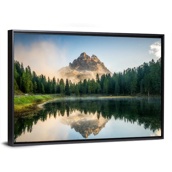 Antorno Lake With Dolomites Canvas Wall Art-3 Horizontal-Gallery Wrap-25" x 16"-Tiaracle