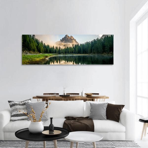 Antorno Lake With Dolomites Panoramic Canvas Wall Art-1 Piece-36" x 12"-Tiaracle