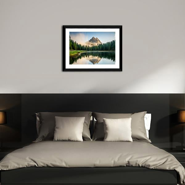 Antorno Lake With Dolomites Panoramic Canvas Wall Art-1 Piece-36" x 12"-Tiaracle