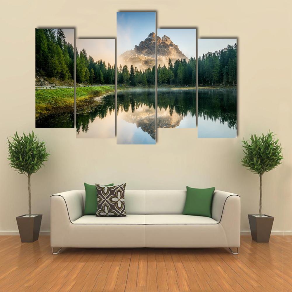 Antorno Lake With Dolomites Canvas Wall Art-5 Pop-Gallery Wrap-47" x 32"-Tiaracle