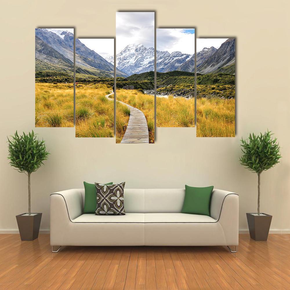 Aoraki Mount Cook National Park Canvas Wall Art-5 Pop-Gallery Wrap-47" x 32"-Tiaracle