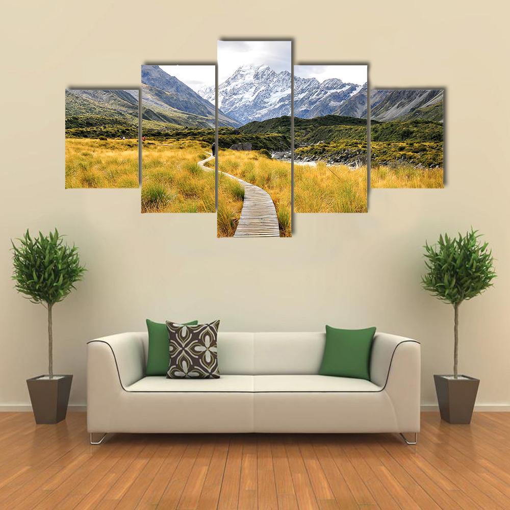 Aoraki Mount Cook National Park Canvas Wall Art-5 Star-Gallery Wrap-62" x 32"-Tiaracle