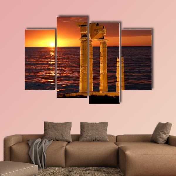 Apollo Temple In Greece Canvas Wall Art-4 Pop-Gallery Wrap-50" x 32"-Tiaracle