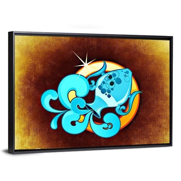 Aquarius Horoscope Canvas Wall Art-5 Horizontal-Gallery Wrap-22" x 12"-Tiaracle