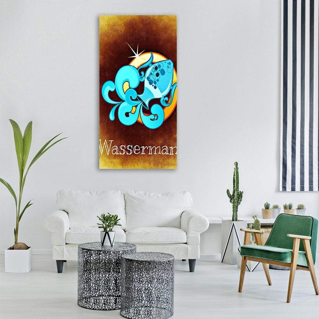 Aquarius Horoscope Vertical Canvas Wall Art-1 Vertical-Gallery Wrap-12" x 24"-Tiaracle