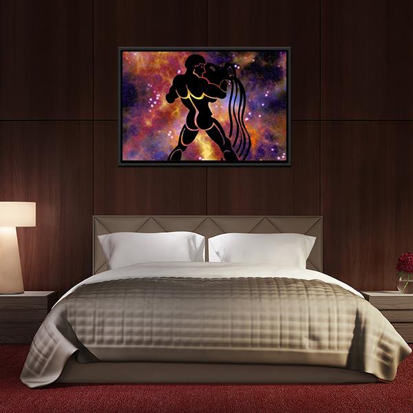 Aquarius Sign Canvas Wall Art-3 Horizontal-Gallery Wrap-25" x 16"-Tiaracle