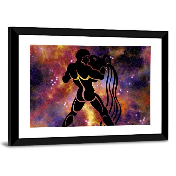 Aquarius Sign Canvas Wall Art-3 Horizontal-Gallery Wrap-25" x 16"-Tiaracle