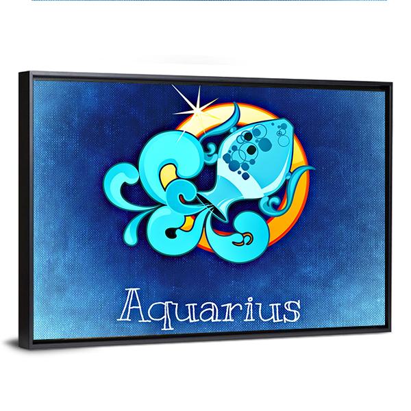 Aquarius Zodiac Sign Canvas Wall Art-3 Horizontal-Gallery Wrap-25" x 16"-Tiaracle