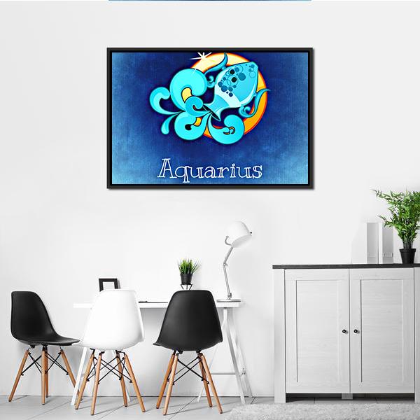 Aquarius Zodiac Sign Canvas Wall Art-5 Horizontal-Gallery Wrap-22" x 12"-Tiaracle