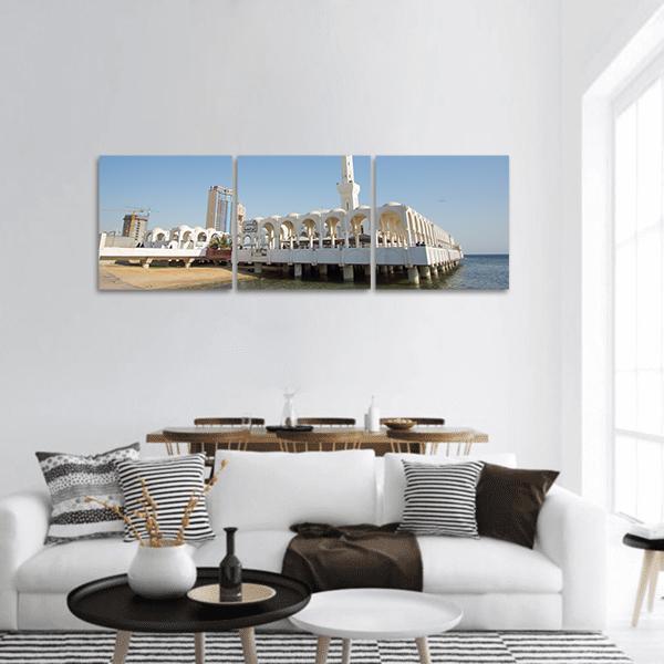 Ar Rahmah Mosque Jeddah Panoramic Canvas Wall Art-3 Piece-25" x 08"-Tiaracle