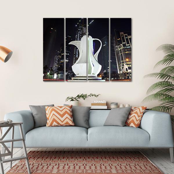 Coffee Pot Monument Doha Canvas Wall Art-4 Horizontal-Gallery Wrap-34" x 24"-Tiaracle