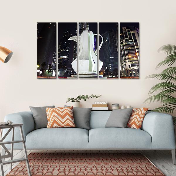 Coffee Pot Monument Doha Canvas Wall Art-5 Horizontal-Gallery Wrap-22" x 12"-Tiaracle