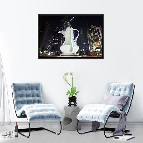 Coffee Pot Monument Doha Canvas Wall Art-5 Horizontal-Gallery Wrap-22" x 12"-Tiaracle