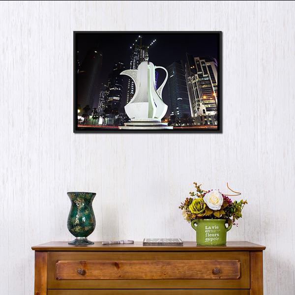 Coffee Pot Monument Doha Canvas Wall Art-5 Horizontal-Gallery Wrap-22" x 12"-Tiaracle