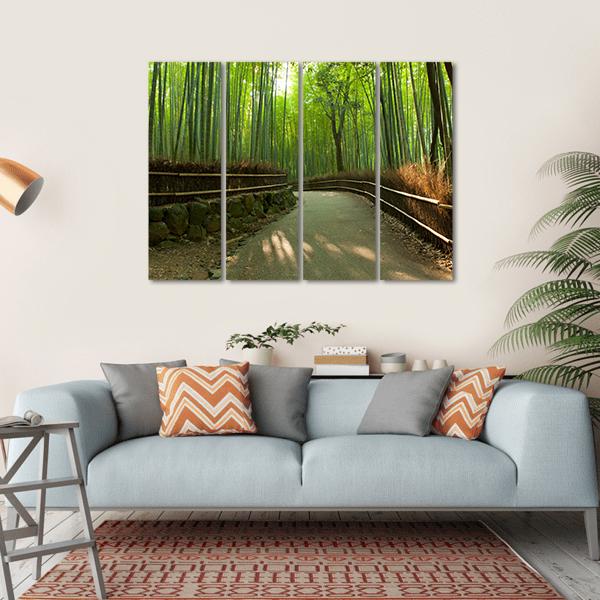 Arashiyama Bamboo Grove In Kyoto Japan Canvas Wall Art-4 Horizontal-Gallery Wrap-34" x 24"-Tiaracle