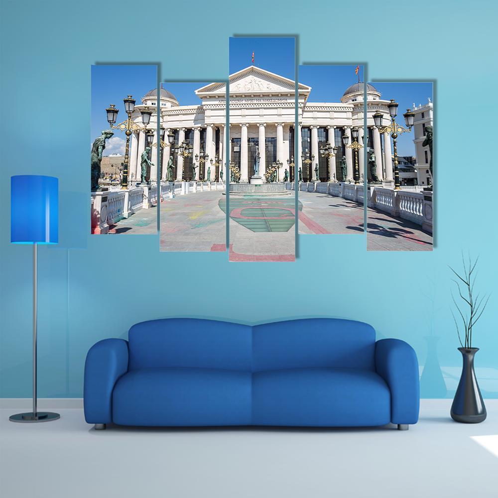 Eye Bridge In Skopje Canvas Wall Art-5 Pop-Gallery Wrap-47" x 32"-Tiaracle