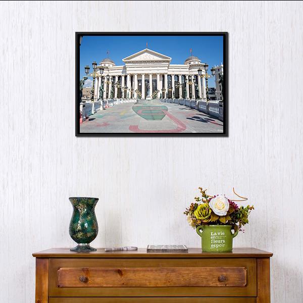 Eye Bridge In Skopje Canvas Wall Art-1 Piece-Floating Frame-24" x 16"-Tiaracle