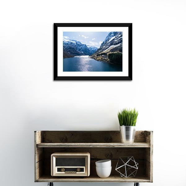 Ardal Fjord Norway Canvas Wall Art-1 Piece-Framed Print-20" x 16"-Tiaracle