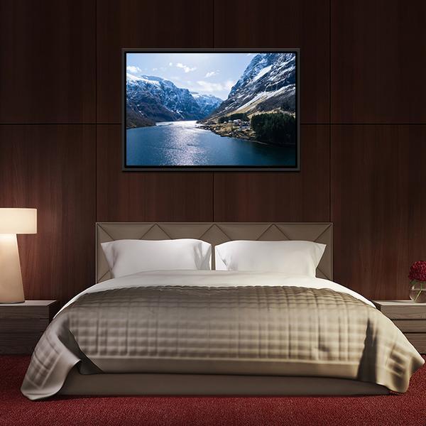 Ardal Fjord Norway Canvas Wall Art-5 Horizontal-Gallery Wrap-22" x 12"-Tiaracle