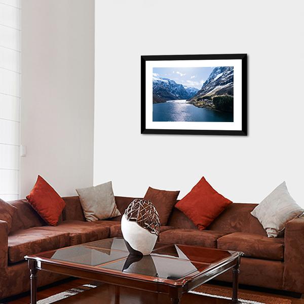 Ardal Fjord Norway Canvas Wall Art-5 Horizontal-Gallery Wrap-22" x 12"-Tiaracle
