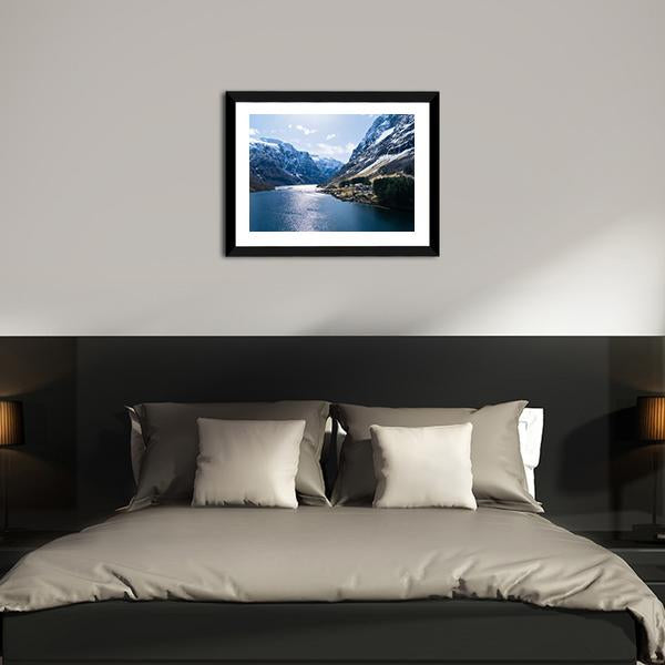 Ardal Fjord Norway Canvas Wall Art-5 Horizontal-Gallery Wrap-22" x 12"-Tiaracle