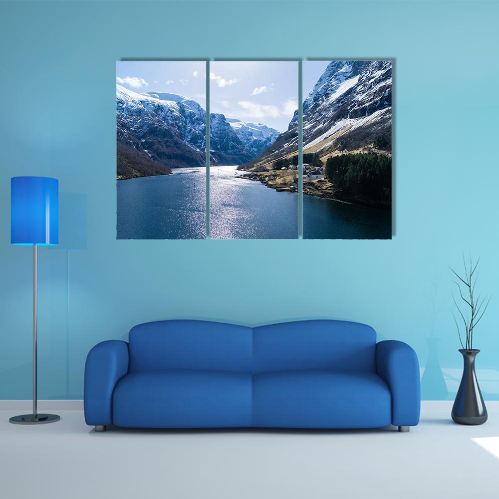 Ardal Fjord Norway Canvas Wall Art-3 Horizontal-Gallery Wrap-37" x 24"-Tiaracle