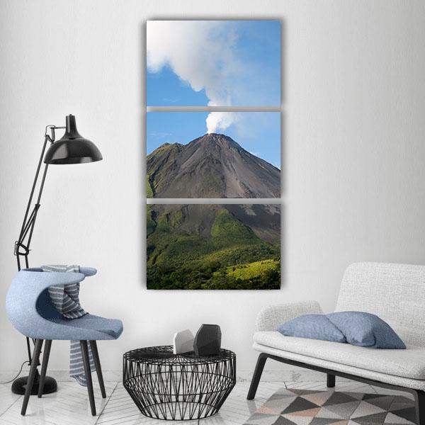 Arenal Volcano Costa Rica Vertical Canvas Wall Art-3 Vertical-Gallery Wrap-12" x 25"-Tiaracle