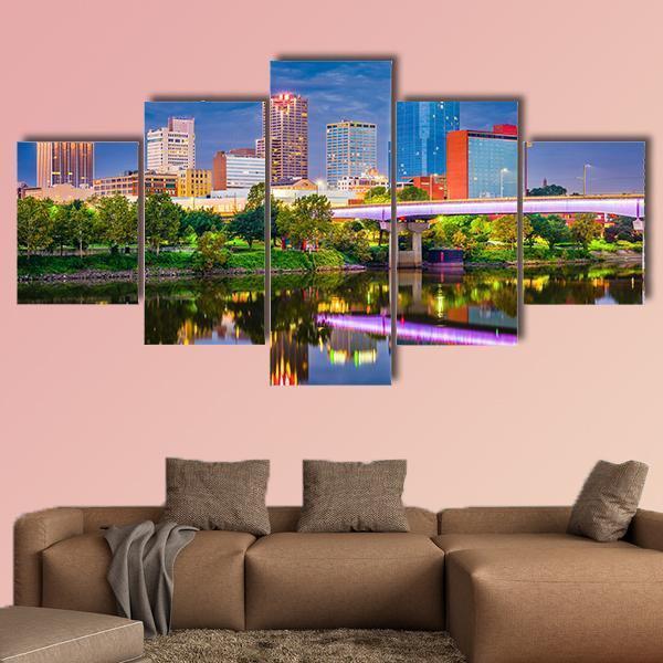 Arkansas Skyline Canvas Wall Art-5 Star-Gallery Wrap-62" x 32"-Tiaracle