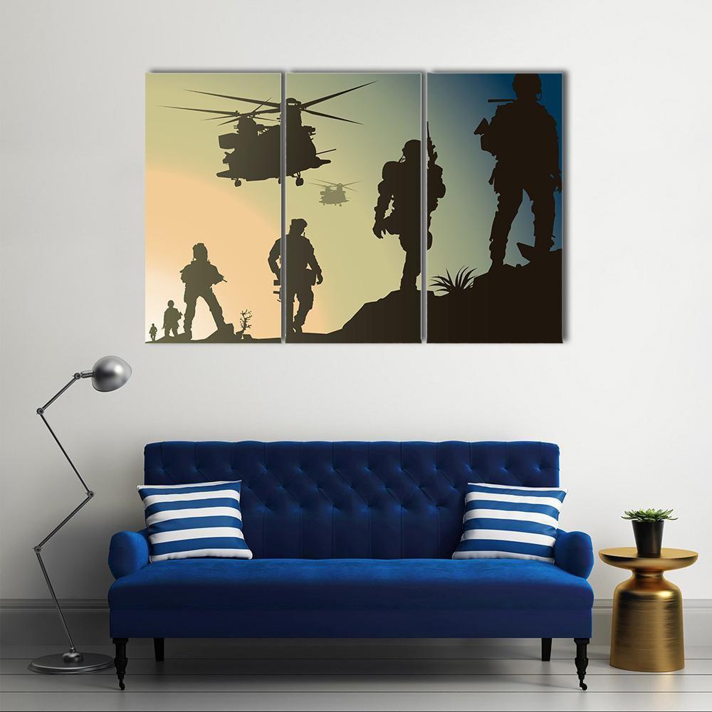 Army In Battle Field Canvas Wall Art-3 Horizontal-Gallery Wrap-37" x 24"-Tiaracle
