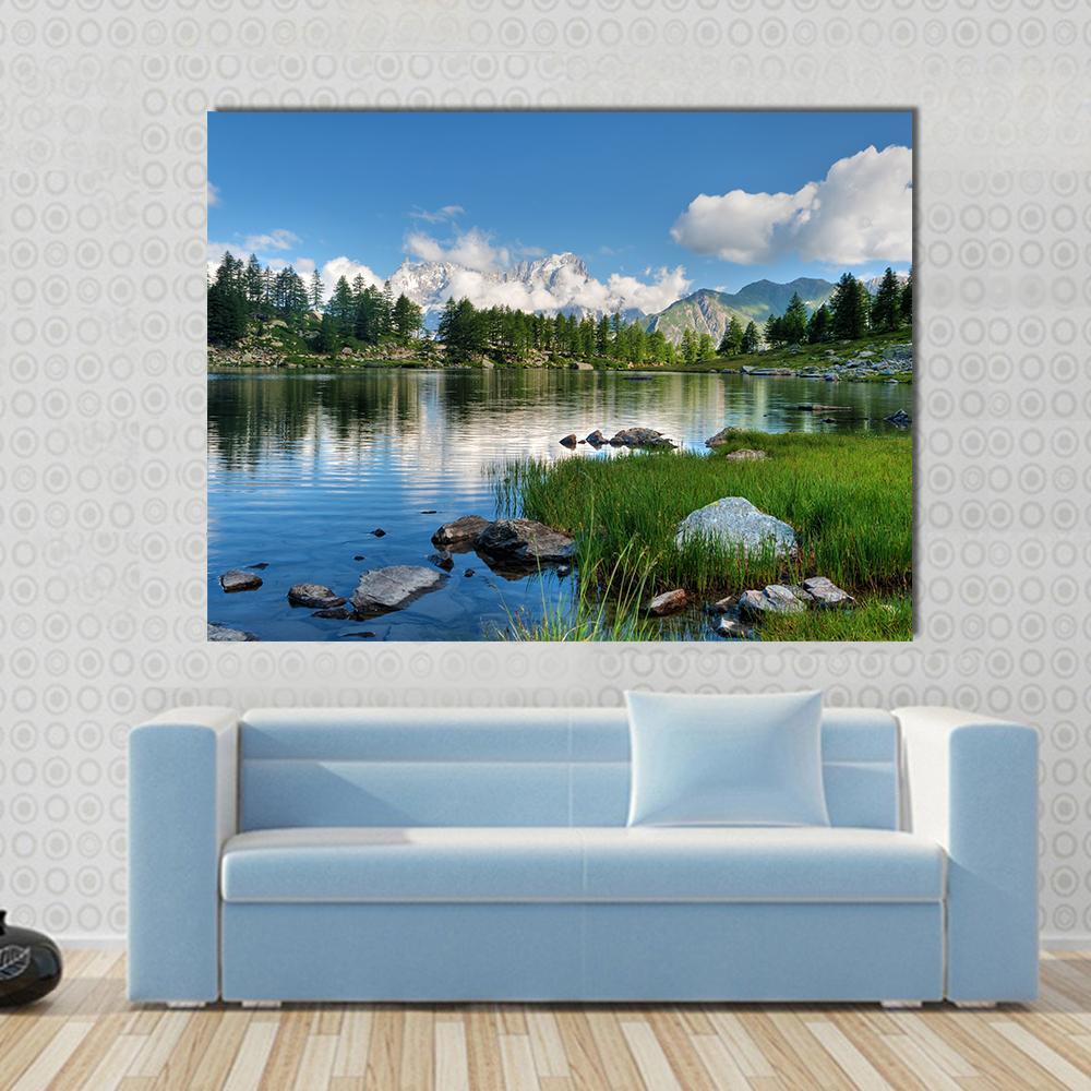Arpy Lake Italy Canvas Wall Art-1 Piece-Gallery Wrap-48" x 32"-Tiaracle