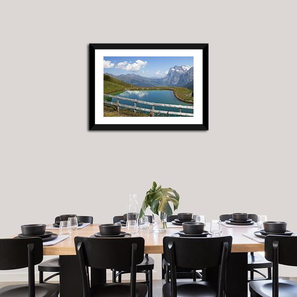 Artificial Lake Switzerland Canvas Wall Art-3 Horizontal-Gallery Wrap-25" x 16"-Tiaracle