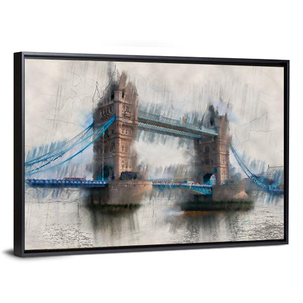 Artistic London Tower Bridge Canvas Wall Art-3 Horizontal-Gallery Wrap-25" x 16"-Tiaracle