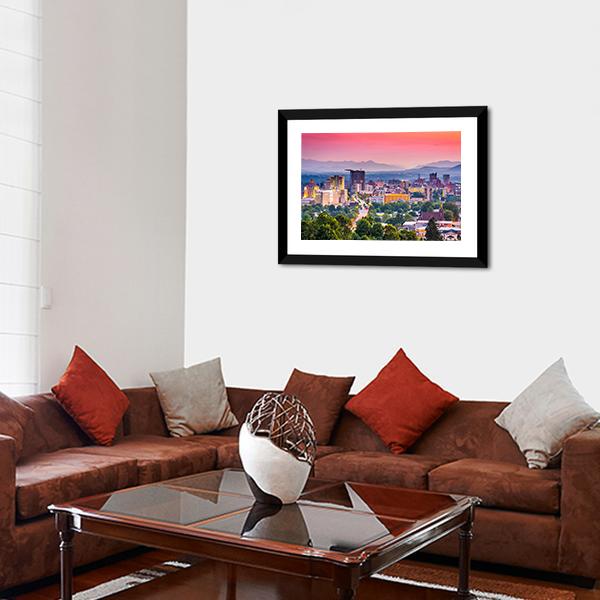 Asheville Skyline North Carolina Panoramic Canvas Wall Art-1 Piece-36" x 12"-Tiaracle