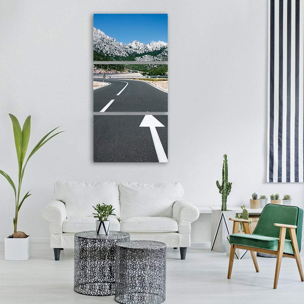 Asphalt Highway In Mountains Vertical Canvas Wall Art-3 Vertical-Gallery Wrap-12" x 25"-Tiaracle