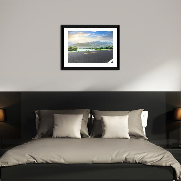 Asphalt Highway With Nature Canvas Wall Art-3 Horizontal-Gallery Wrap-25" x 16"-Tiaracle