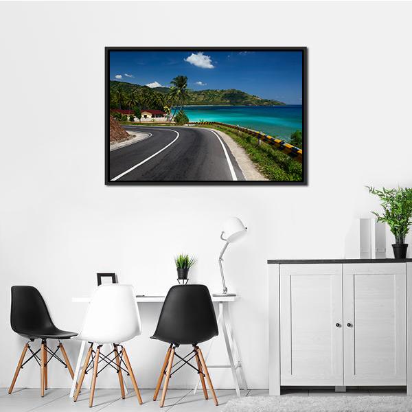 Road Along Tropical Coastline Panoramic Canvas Wall Art-1 Piece-36" x 12"-Tiaracle