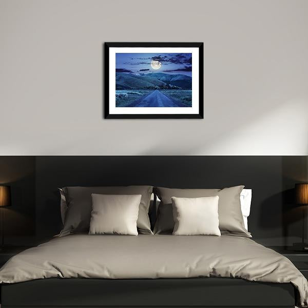 Asphalt Road At Night Canvas Wall Art-3 Horizontal-Gallery Wrap-25" x 16"-Tiaracle