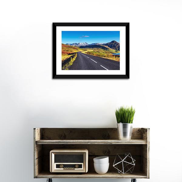 Asphalt Road In Iceland Canvas Wall Art-1 Piece-Framed Print-20" x 16"-Tiaracle