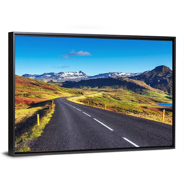 Asphalt Road In Iceland Canvas Wall Art-3 Horizontal-Gallery Wrap-25" x 16"-Tiaracle