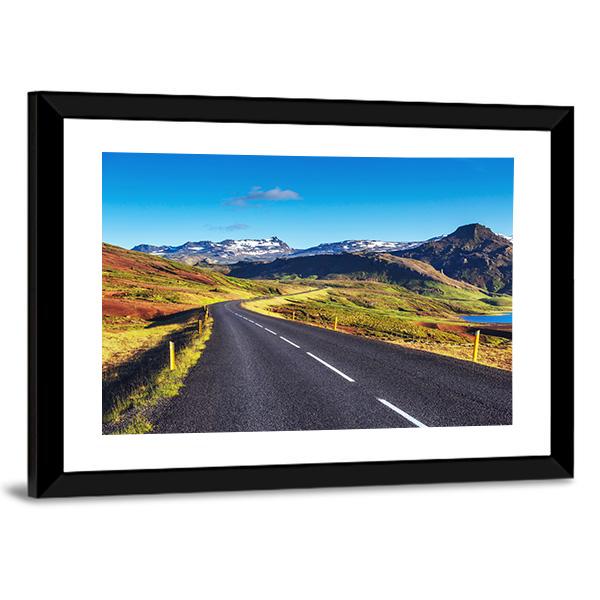 Asphalt Road In Iceland Canvas Wall Art-3 Horizontal-Gallery Wrap-25" x 16"-Tiaracle