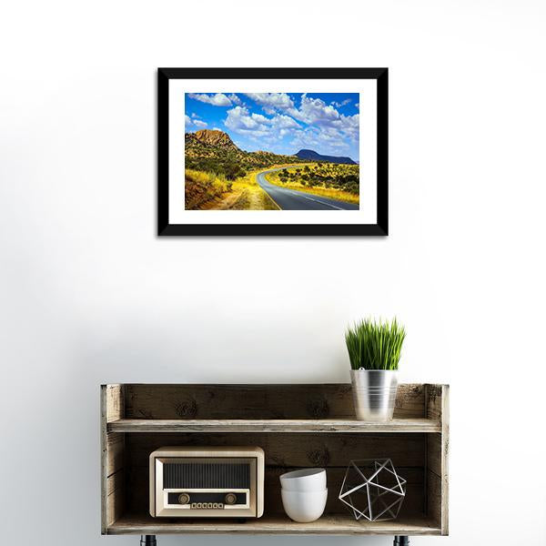Asphalt Road In Namibia Canvas Wall Art-1 Piece-Framed Print-20" x 16"-Tiaracle