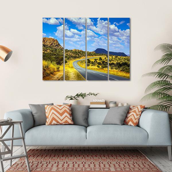 Asphalt Road In Namibia Canvas Wall Art-4 Horizontal-Gallery Wrap-34" x 24"-Tiaracle