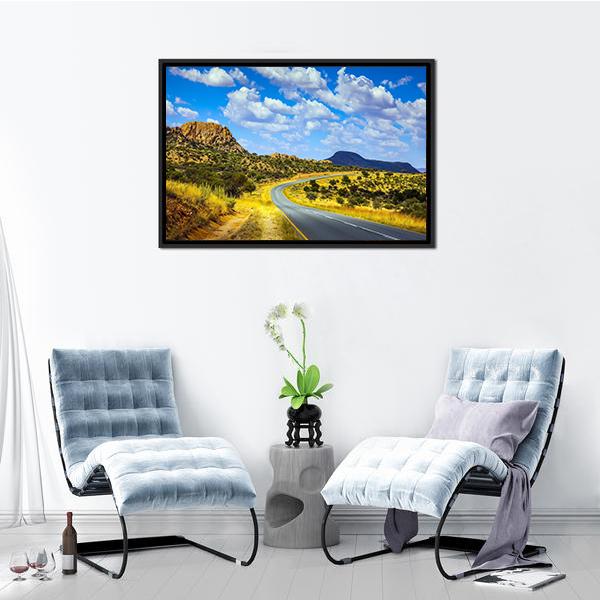 Asphalt Road In Namibia Canvas Wall Art-3 Horizontal-Gallery Wrap-25" x 16"-Tiaracle