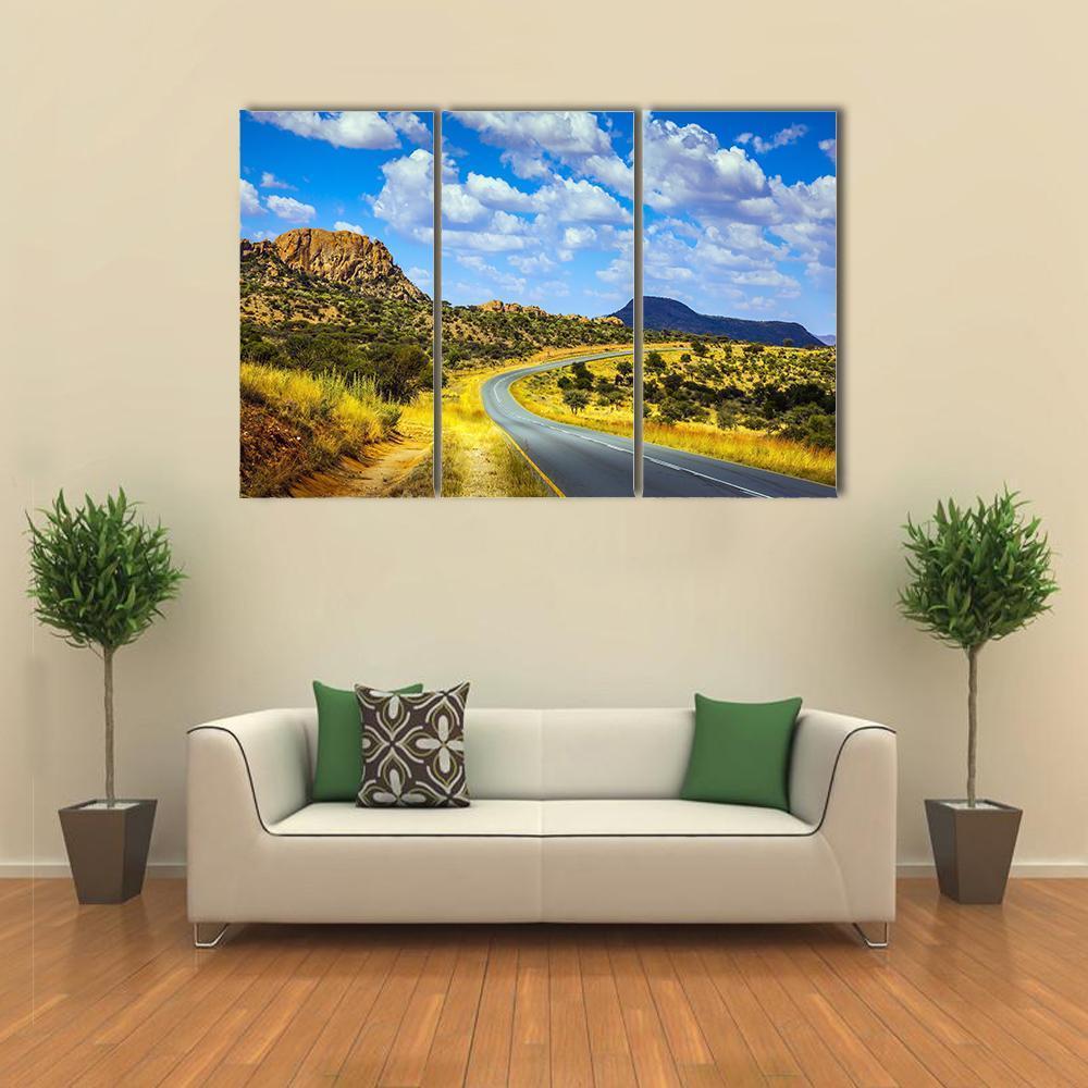 Asphalt Road In Namibia Canvas Wall Art-3 Horizontal-Gallery Wrap-37" x 24"-Tiaracle